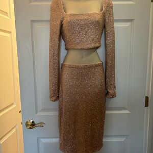 Susana Monaco  Sequin Long Sleeve Skirt Set XS